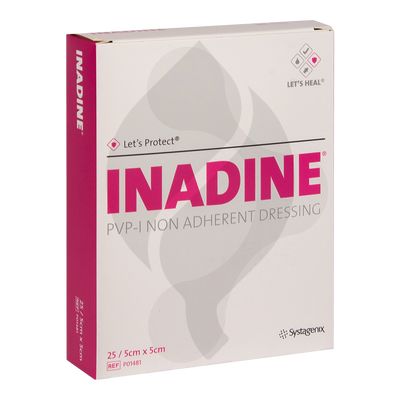 Inadine 5x5cm povidone-Iodine impregnated compress box25